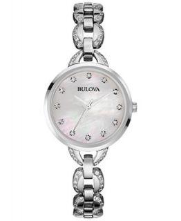 Bulova Womens Facets Crystal Accent Stainless Steel Bracelet Watch