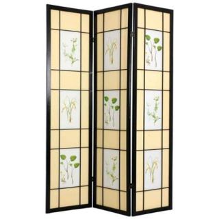 Herbal Floral Shoji Screen (Rosewood / 3 Panels)