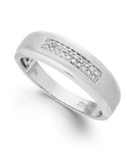 Mens Diamond Two Row Band in 10k White Gold (1/10 ct. t.w.)   Rings
