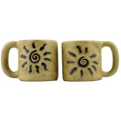 Set of 2 Mara Stoneware 16 oz Sunburst Mugs (Mexico)