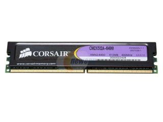 Open Box: CORSAIR XMS2 512MB 240 Pin DDR2 SDRAM DDR2 800 (PC2 6400) Desktop Memory Model CM2X512A 6400