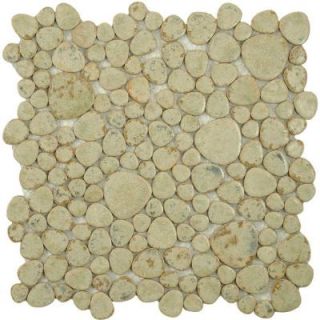 Merola Tile Pebble Green Moss 11 in. x 11 in. x 6 mm Porcelain Mosaic Tile (8.4 sq. ft. / case) FKOPS711