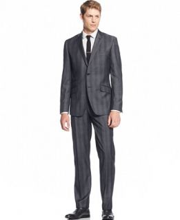 English Laundry Blue Subtle Plaid Slim Fit Suit   Suits & Suit