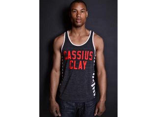 Roots of Fight Cassius Clay Striped Tank Top   3XL   Black Heather