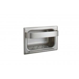 Bobrick B 4390 Soap Dish, Heavy Duty Recessed w/Bar   Matte Polished Stainless Steel