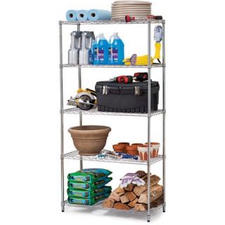 Work Choice 5 Tier Commercial Wire Shelving Rack, Zinc