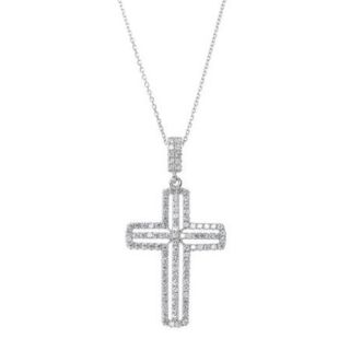 Sterling Silver Cubic Zirconia Open Cross Necklace