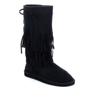Forever Aling 82 Womens Stylish Mid Calf Two layer Fringe Flat Boots