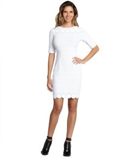 Julia Jordan White Novelty Eyelet Knit 3/4 Sleeve Dress (326446701)