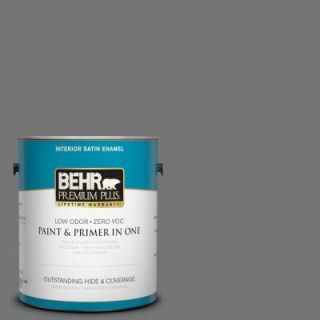 BEHR Premium Plus 1 gal. #N520 5 Iron Mountain Satin Enamel Interior Paint 730001