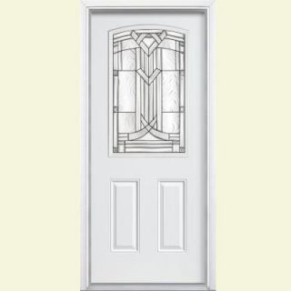 Masonite 36 in. x 80 in. Chatham Camber 1/2 Lite Primed Steel Prehung Front Door with Brickmold 97161