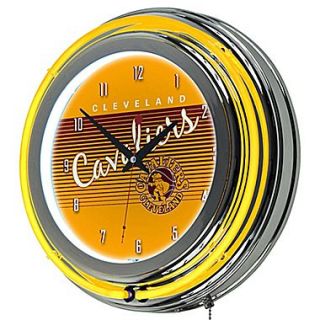 Trademark Global NBA Hardwood Classics NBA1400HC CC 14.5 Yellow Double Ring Neon Clock, Cleveland Cavaliers
