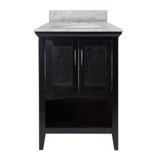 Home Decorators Collection Brattleby 25 in. W x 22 in. D Vanity in Espresso with Marble Vanity Top in Carrara White with White Basin LBEV2421 CAR