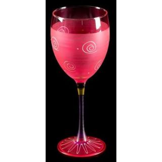 Set of 2 Pink & White Hand Painted Wine Drinking Glasses   10.5 Ounces