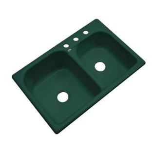 Thermocast Cambridge Drop In Acrylic 33 in. 3 Hole Double Bowl Kitchen Sink in Timberline 45343