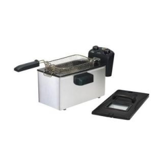 Elite Gourmet 3.5 qt. Immersion Deep Fryer with Timer and Thermostat in Stainless Steel EDF 3500