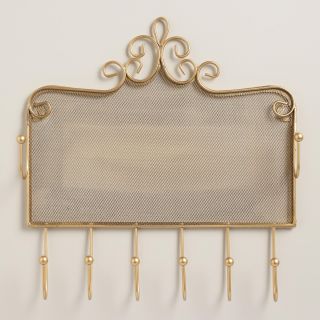 Gold Wall Jewelry Holder with Hooks