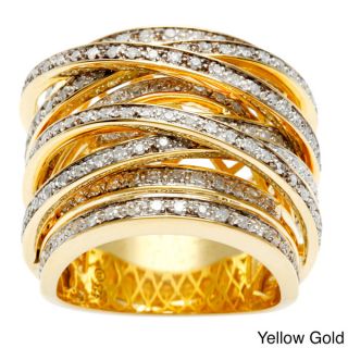 Beverly Hills Charm 14k Gold Overlay 1ct TDW Diamond Crossover Ring