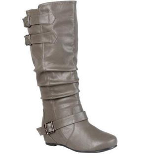 Brinley Co. Women Buckle Detail Wide Calf Boots