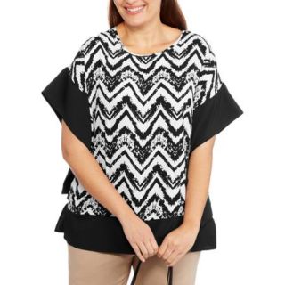 Glamour & Co. Women's Plus Size Printed Crepe Top