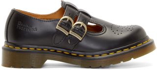 Dr. Martens: Black Perforated Leather Mary Janes