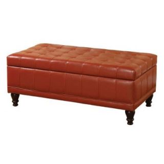 Venetian Worldwide Randel II Leatherette Storage Bench in Mahogany CM BN6968 RED