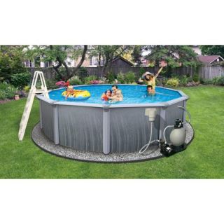 Blue Wave Round 18' x 52" Deep Martinique 7" Top Rail Metal Walled Swimming Pool