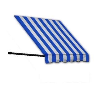 AWNTECH 10 ft. Santa Fe Twisted Rope Arm Window Awning (44 in. H x 24 in. D) in Bright Blue/White Stripe SANT32 10BBW