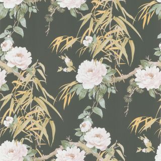 Brewster Dark Green Bamboo Floral Wallpaper  ™ Shopping