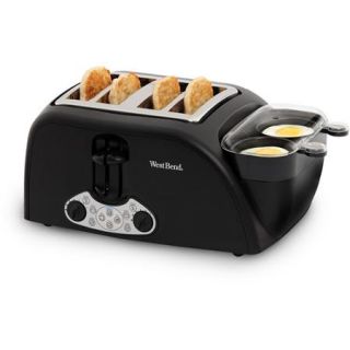West Bend 4 Slice Egg and Muffin Toaster, Black