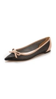 Casadei Pointed Perf Leather Flats
