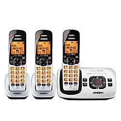 Uniden D1780 3 DECT 6.0 Digital 3 Handset Cordless Phone With Answering System Silver