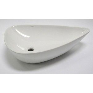EAGO BA138 Bathroom Sink, Tear Drop Ceramic Above Mount Vessel   White