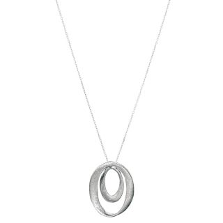 Sterling Silver Stardust Oval Brushed Pendant Necklace
