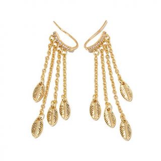 Danielle Nicole Crystal Leaf Design Fringe Earrings   8030200