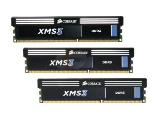 CORSAIR XMS3 12GB (3 x 4GB) 240 Pin DDR3 SDRAM DDR3 1333 Desktop Memory Model CMX12GX3M3A1333C9