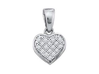 Sterling Silver White 0.05ctw Shiny Micro Pave Diamond Fashion Heart Pendant