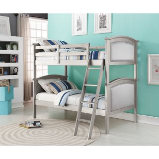 Twin over Twin Silk Upholstered Hollywood Bunk Bed in Platinum Silver