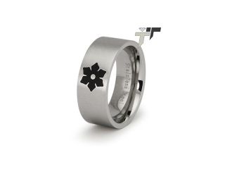 Stainless Steel Ladies "Floral" Ring w/ CZ