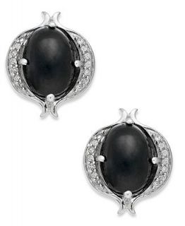Sterling Silver Earrings, Onyx (2 3/4 ct. t.w.) and Diamond (1/6 ct. t