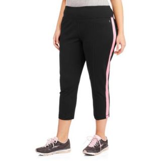 Danskin Now Women's Plus Size Dri More Capri Pants with Sporty Stripe