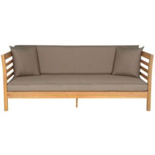 Safavieh Malibu Teak Brown Patio Day Bed with Taupe Cushions PAT6725A
