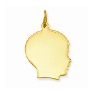 Gold plated Large Polished Engravable Boy's Head Charm (1.1in long x 0.8in wide)