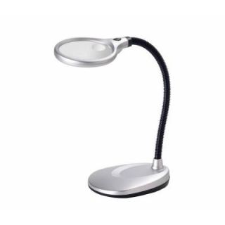LightIt! 4 in. 2 LED Lens Battery Operated Silver Magnifier Desk Lamp DISCONTINUED 20073 101