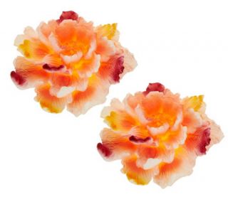 Set of 2 Candle Impressions Painted Flower Flameless Candles w/Timer —