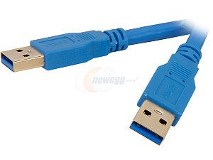 Coboc CY U3 AAMM 1.5 BL 1.5ft SuperSpeed 5Gbps USB 3.0  A Male to A Male Cable,Gold Plated,Blue,M M