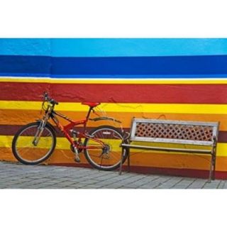 Bicycle near a bench, Iceland Poster Print (30 x 20)