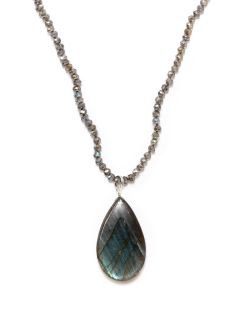 Long Labradorite Pendant Necklace by Mary Louise Designs