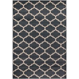 Ottomanson Contemporary Moroccan Trellis Grey 5 ft. 3 in. x 7 ft. 7 in. Area Rug RGL9083 5X7