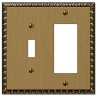 Amerelle Renaissance 1 Toggle and 1 Decora Wall Plate   Brushed Brass 90TRBB
